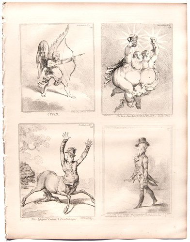 original James Gillray etchings Cupid
The Twin Start, Castor and Pollux
The Affrighted Centaur, and Lion Britanique